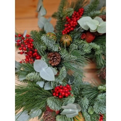 Wieniec świąteczny na drzwi naturalny Sosna Wejmutka, Nobilis i Eukaliptus